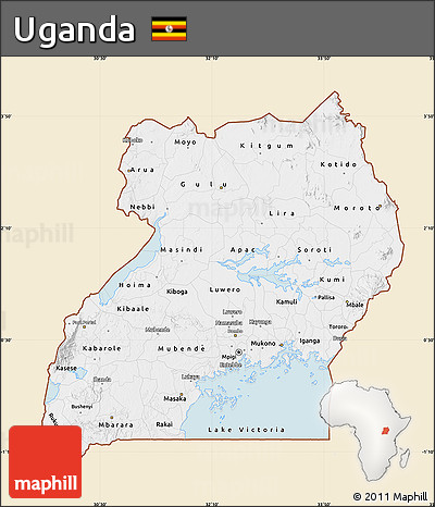 Classic Style Map of Uganda, single color outside