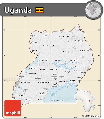 Classic Style Map of Uganda, single color outside