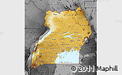 Physical Map of Uganda, darken, desaturated