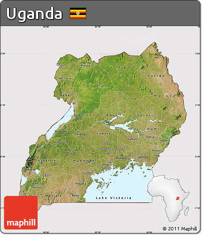 Satellite Map of Uganda, cropped outside