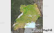 Satellite Map of Uganda, darken, semi-desaturated