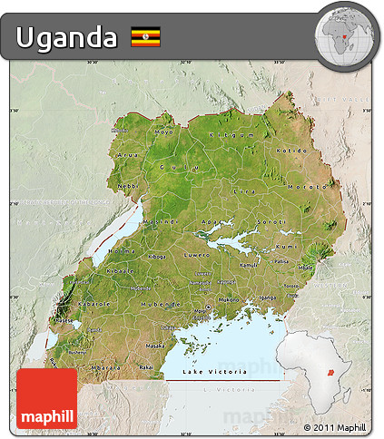 Satellite Map of Uganda, lighten