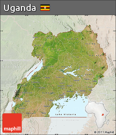 Satellite Map of Uganda, lighten
