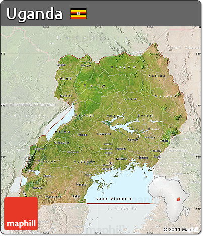 Satellite Map of Uganda, lighten