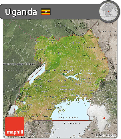 Satellite Map of Uganda, semi-desaturated