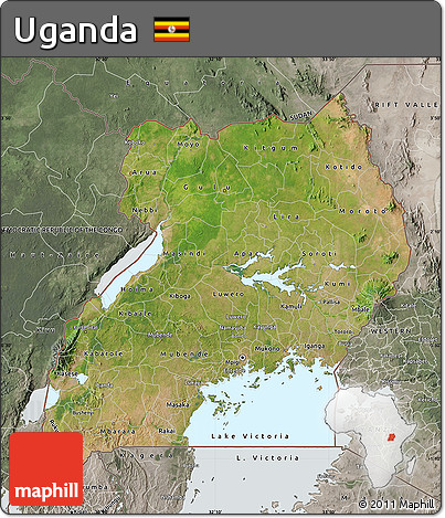 Satellite Map of Uganda, semi-desaturated