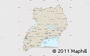 Shaded Relief Map of Uganda, cropped outside
