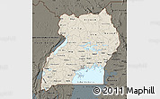 Shaded Relief Map of Uganda, darken
