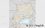 Shaded Relief Map of Uganda, desaturated