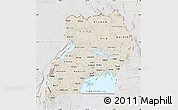Shaded Relief Map of Uganda, lighten, semi-desaturated