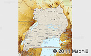 Shaded Relief Map of Uganda, physical outside