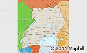 Shaded Relief Map of Uganda, political shades outside