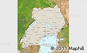 Shaded Relief Map of Uganda, satellite outside