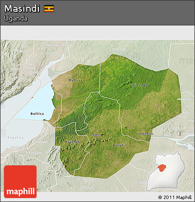 Satellite 3D Map of Masindi, lighten