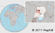 Gray Location Map of Bujenje, highlighted country, highlighted parent region, within the entire country