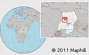 Gray Location Map of Bujenje, highlighted country, highlighted parent region