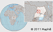 Gray Location Map of Bujenje, highlighted country, hill shading