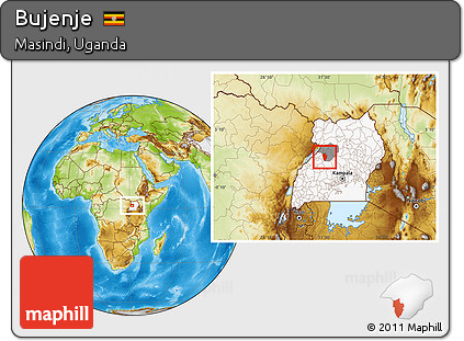 Physical Location Map of Bujenje, highlighted country, highlighted parent region