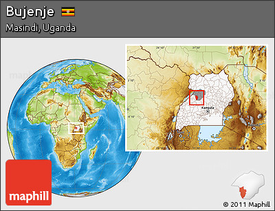 Physical Location Map of Bujenje, highlighted country, highlighted parent region