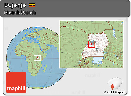 Savanna Style Location Map of Bujenje, highlighted country, highlighted parent region