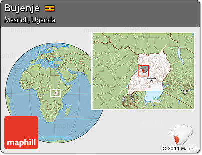 Savanna Style Location Map of Bujenje, highlighted country, highlighted parent region