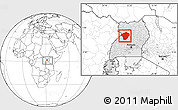 Blank Location Map of Masindi, highlighted country, within the entire country