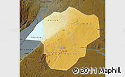 Physical Map of Masindi, darken