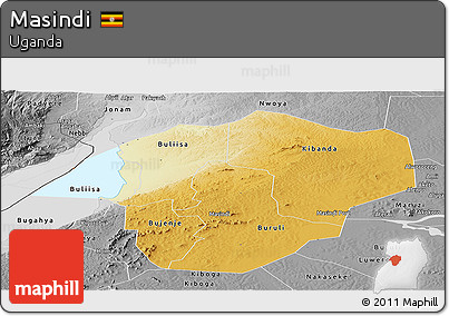 Physical Panoramic Map of Masindi, desaturated