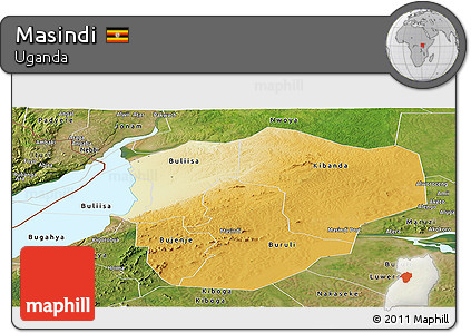 Physical Panoramic Map of Masindi, satellite outside