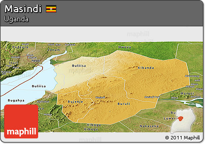 Physical Panoramic Map of Masindi, satellite outside