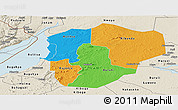 Political Panoramic Map of Masindi, shaded relief outside