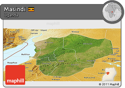 Satellite Panoramic Map of Masindi, physical outside