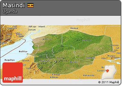 Satellite Panoramic Map of Masindi, physical outside