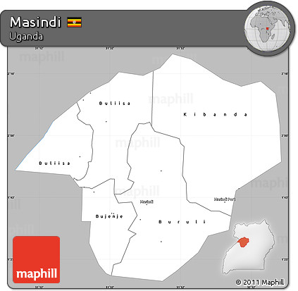 Gray Simple Map of Masindi, single color outside