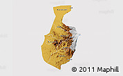 Physical 3D Map of Mbale, cropped outside