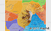 Physical 3D Map of Mbale, political shades outside