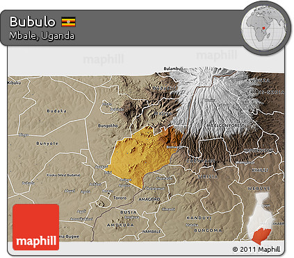 Physical 3D Map of Bubulo, semi-desaturated