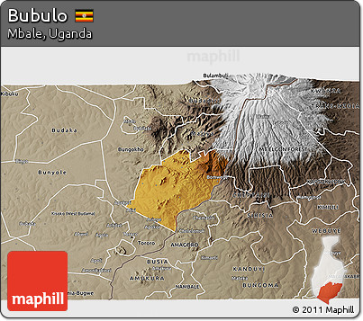 Physical 3D Map of Bubulo, semi-desaturated