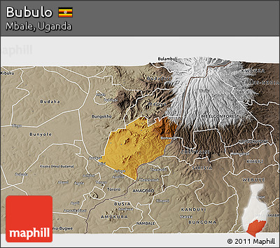 Physical 3D Map of Bubulo, semi-desaturated