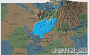 Political 3D Map of Bubulo, darken, semi-desaturated