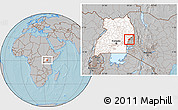 Gray Location Map of Bubulo, highlighted country, hill shading