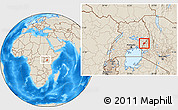 Shaded Relief Location Map of Bubulo, within the entire country