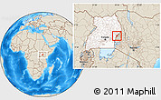 Shaded Relief Location Map of Bubulo, highlighted country