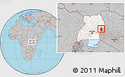 Gray Location Map of Mbale, highlighted country, within the entire country