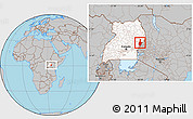 Gray Location Map of Mbale, highlighted country