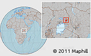 Gray Location Map of Mbale, hill shading