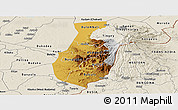 Physical Panoramic Map of Mbale, shaded relief outside