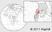 Blank Location Map of Ibanda, highlighted country, highlighted parent region