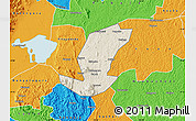 Shaded Relief Map of Ibanda, political outside