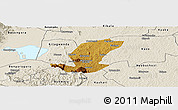 Physical Panoramic Map of Ibanda, shaded relief outside